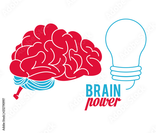 Brain power emblem on red and blue colors vector illustration graphic design