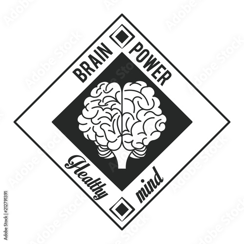 Brain power healthy mind label emblem vector illustration graphic design