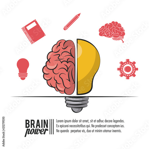Brain power poster template with information vector illustration graphic design