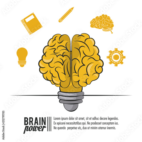 Brain power poster template with information vector illustration graphic design
