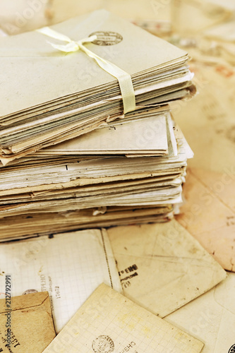 Stack of the old paper mail letters