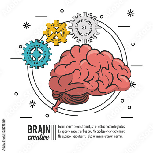Brain creative poster template with information vector illustration graphic design