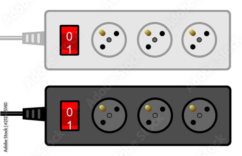 Portable outlet electrical socket on a white background. Vector eps 10