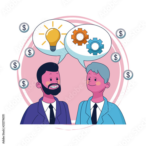 Businessmens talkiing about ideas and money vector illustration graphic design photo