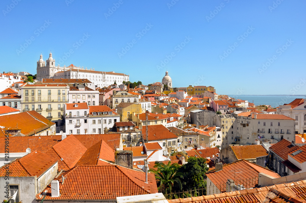 Panoramic  View of Alfama in Lisbon, Portugal