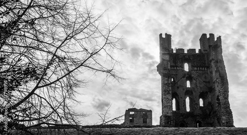 Black and White medieval castle photo