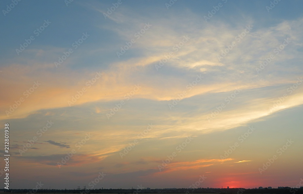 Beautiful golden sunset background in the sky, natural background