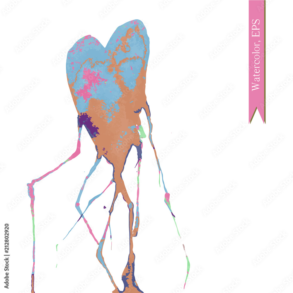 Watercolor handdrawn heart with veins Watercolor handdrawn heart with veins