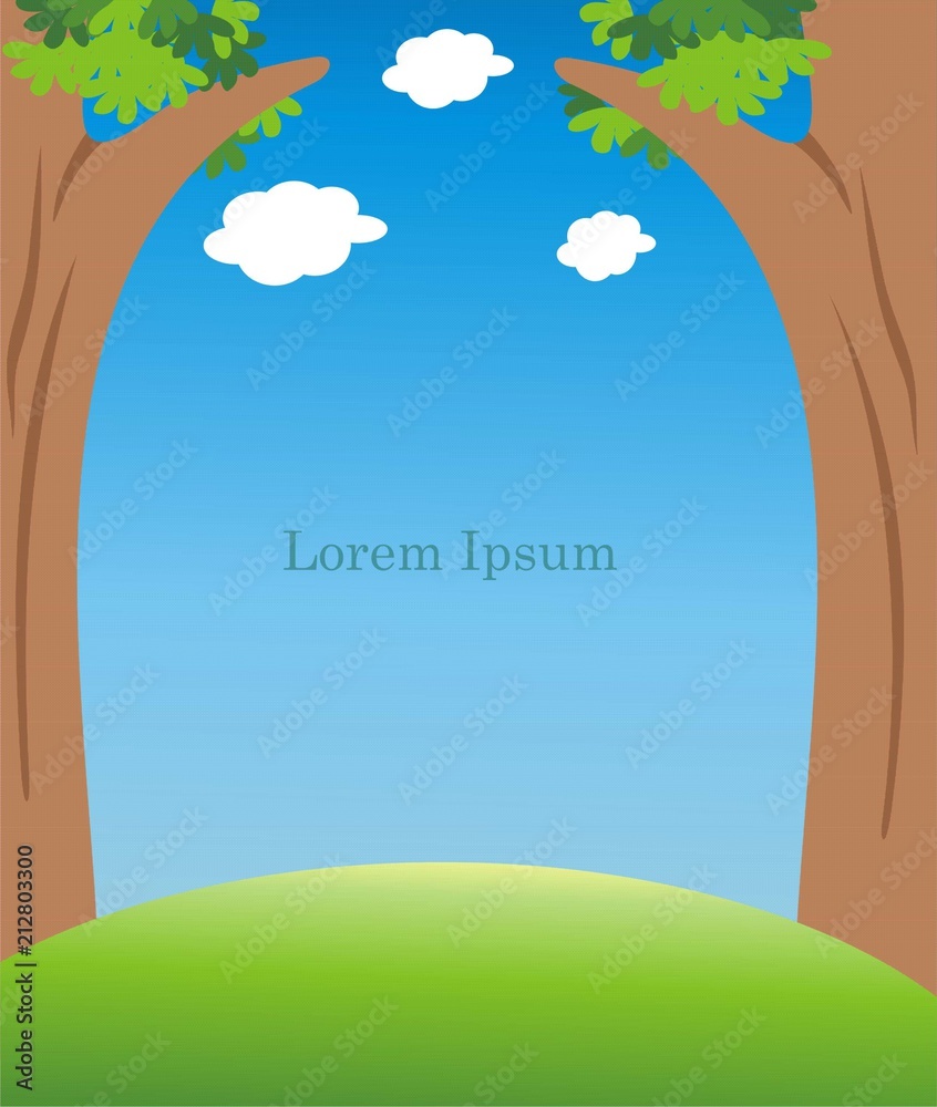 Naklejka premium Background of trees with sky vector illustration