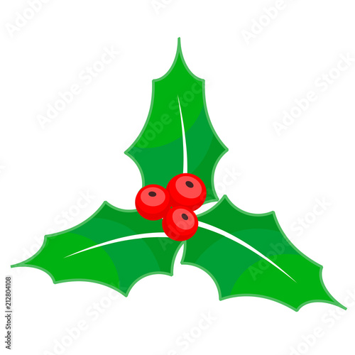 Holly berry Christmas on white background, stock vector illustration