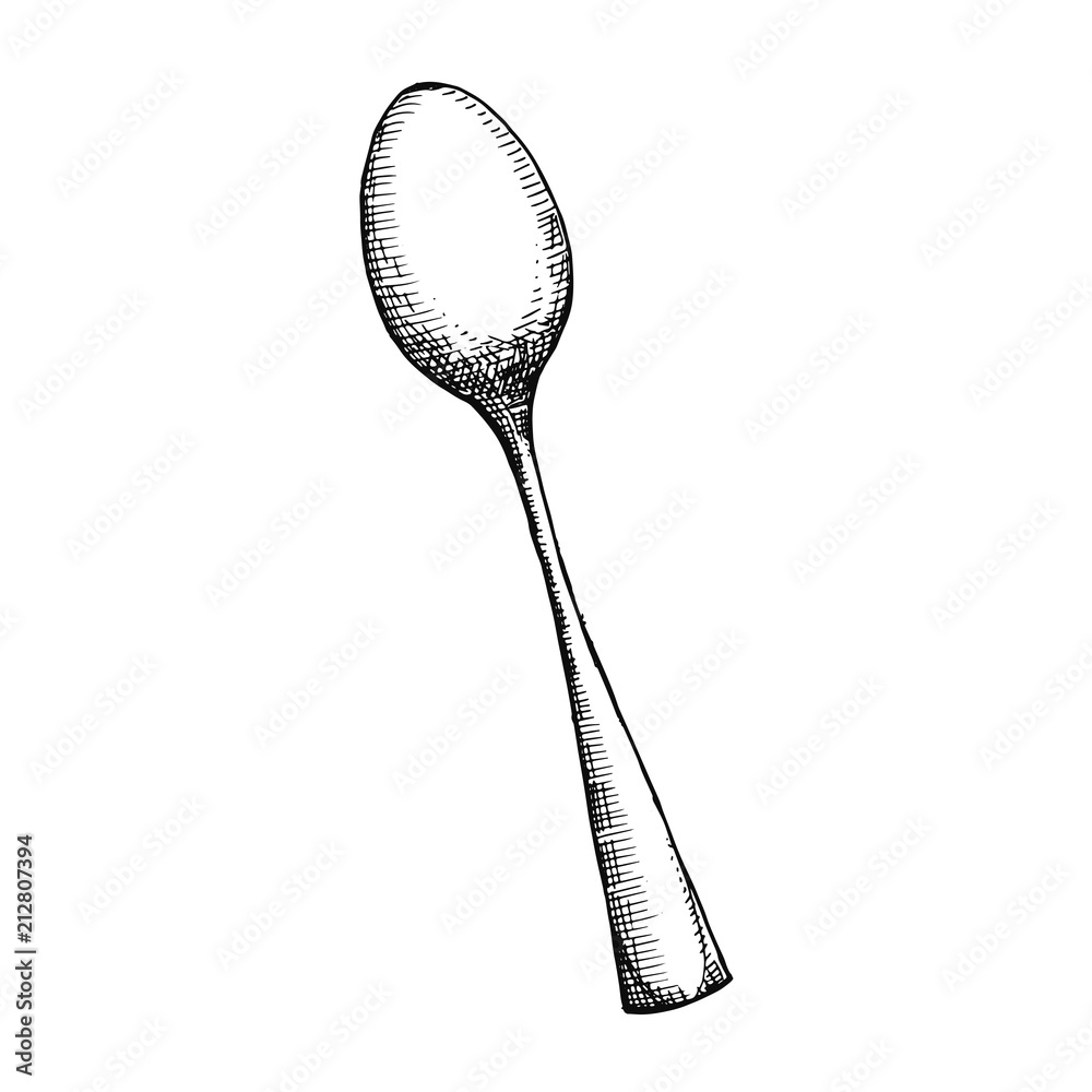 spoon cutlery. drawing is isolated. on white background sketch spoon cutlery. drawing is isolated. on white background sketch