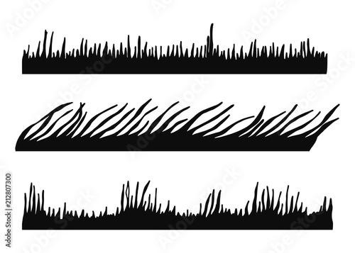 grass set silhouette. isolated vector illustration. on a white background