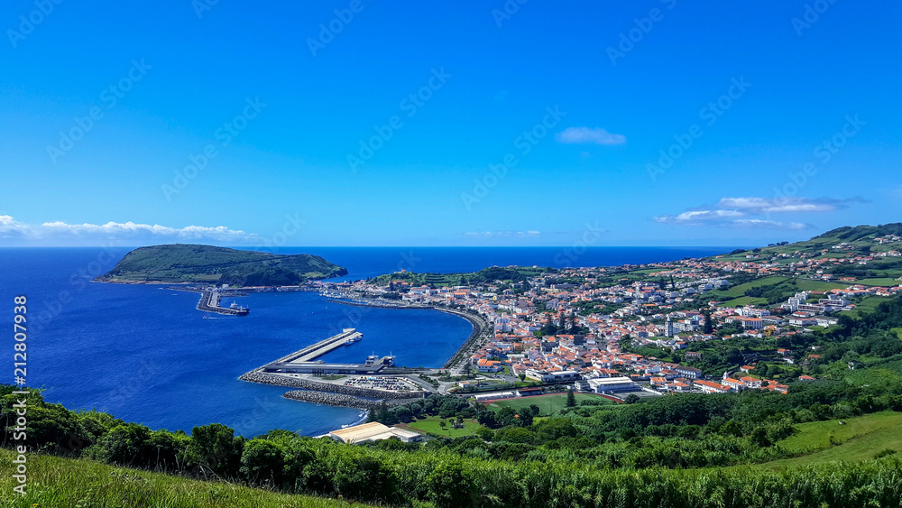 Fototapeta premium Panorama view over Horta, Faial, Azores