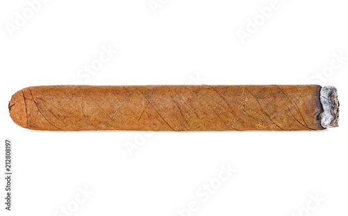 Smoking havana cigar isolated on a white background © domnitsky
