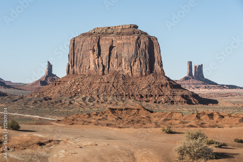 Monument valley buttes Panoramic grand view of the buttes and mesas found in the Monument Valley in Utah and Arizona, USA