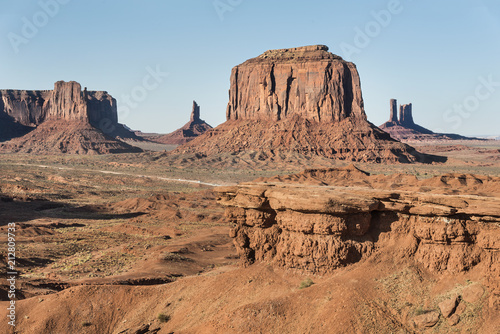 Monument valley buttes Panoramic grand view of the buttes and mesas found in the Monument Valley in Utah and Arizona, USA