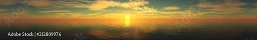 Beautiful sea view. Sea sunset. Light over the sea. 3D rendering 