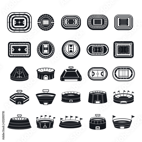 Arena stadium sport scene icons set. Simple illustration of 25 arena stadium sport scene vector icons for web