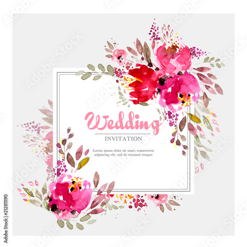 Colorful marsala wedding invitation template