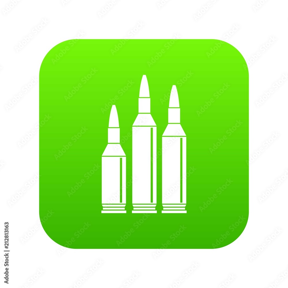 Bullet ammunition icon digital green for any design isolated on white vector illustration Bullet ammunition icon digital green for any design isolated on white vector illustration