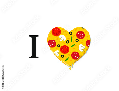 I love pizza vector illustration isolated on white background