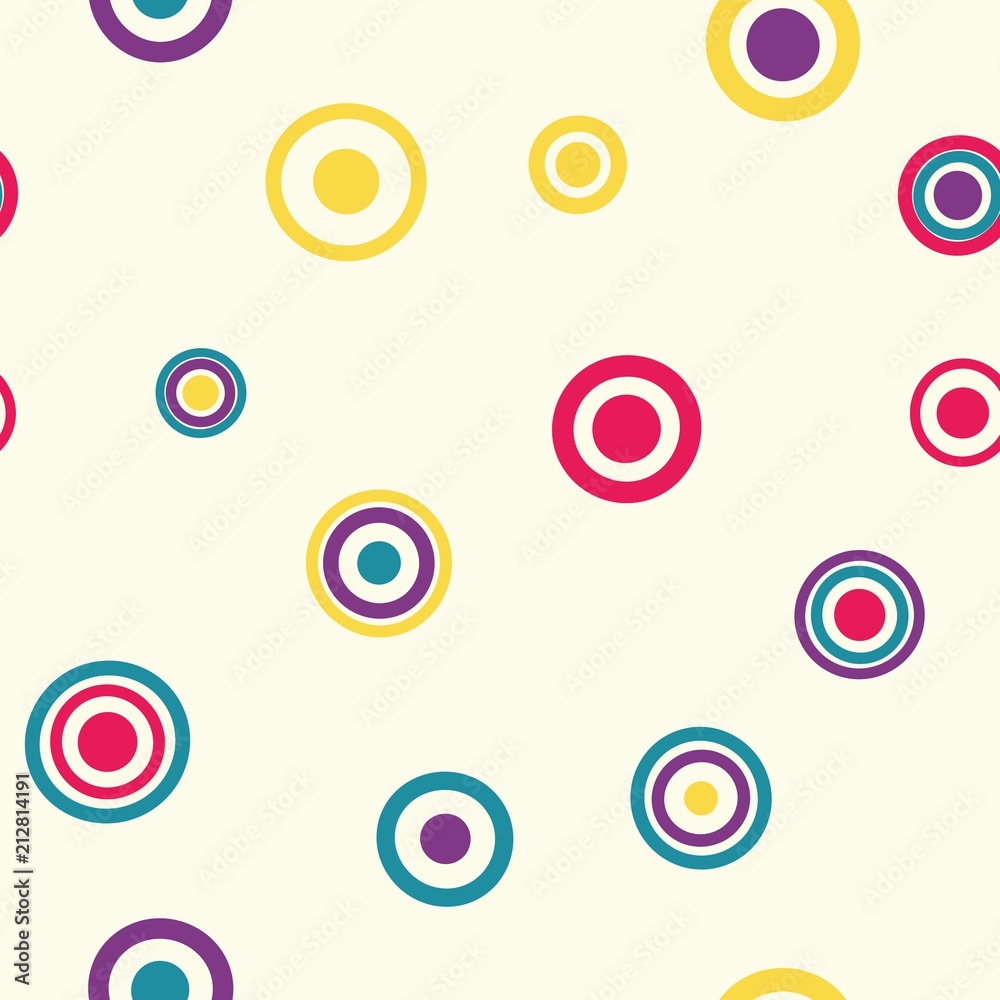 Seamless circles pattern with beige background. Vector repeating texture.
