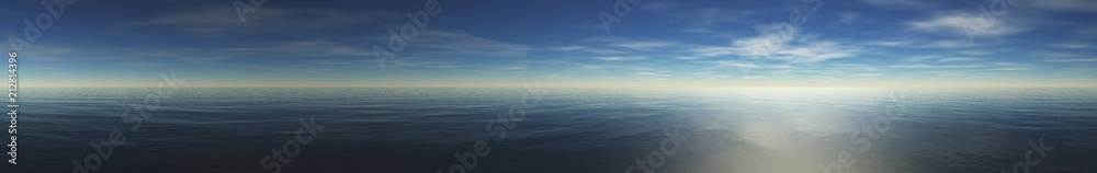 Obraz premium Beautiful sea view. Sea sunset. Light over the sea. 3D rendering 