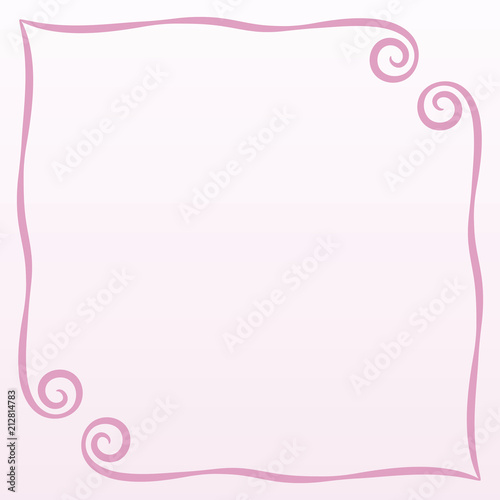 frame pink simple curls vector illustration postcard page background record square on a pale pink background empty space for saying a poem congratulation quote
