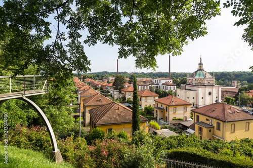 Old industrial Crespi town in northern Italy