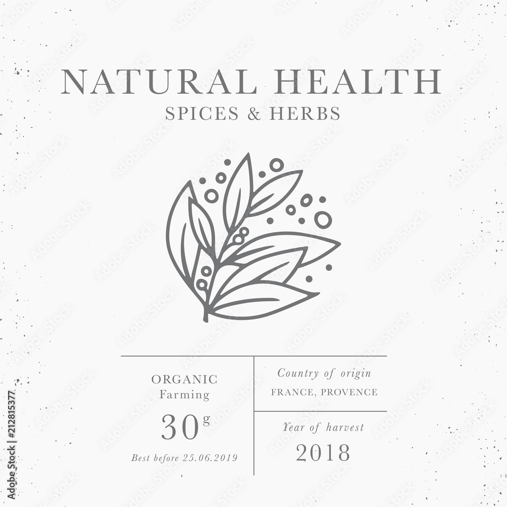 Natural health - emblem of packaging design template