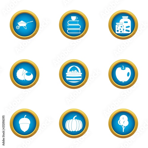Forest day icons set. Flat set of 9 forest day vector icons for web isolated on white background