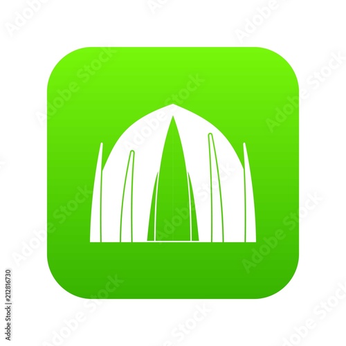 Human house icon green vector isolated on white background