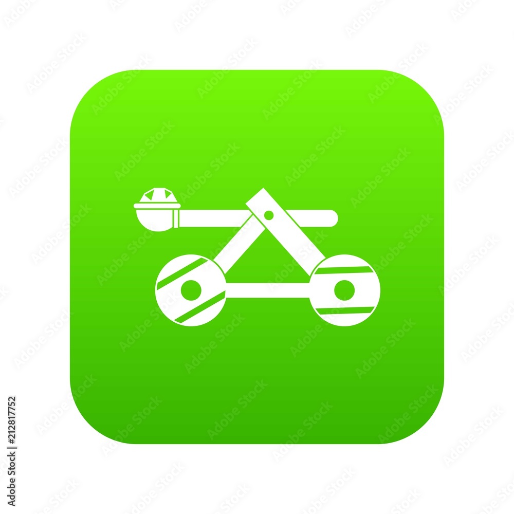 Ancient wooden catapult icon digital green for any design isolated on white vector illustration Ancient wooden catapult icon digital green for any design isolated on white vector illustration