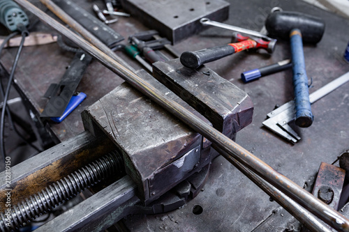 vice grip in workshop photo