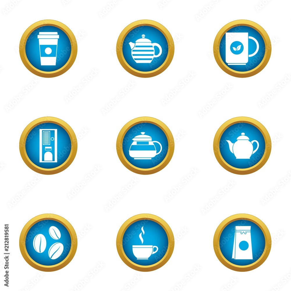 Coffee business icons set. Flat set of 9 coffee business vector icons for web isolated on white background