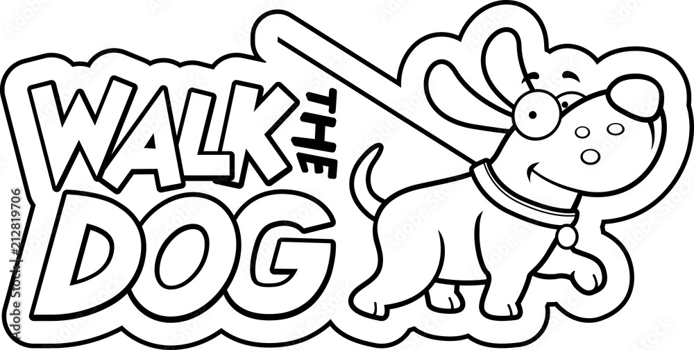 Cartoon Walk the Dog Sign Cartoon Walk the Dog Sign