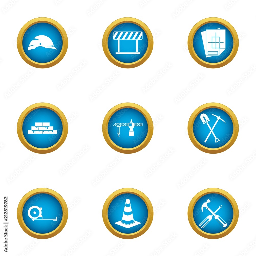 Construction safety icons set. Flat set of 9 construction safety vector icons for web isolated on white background