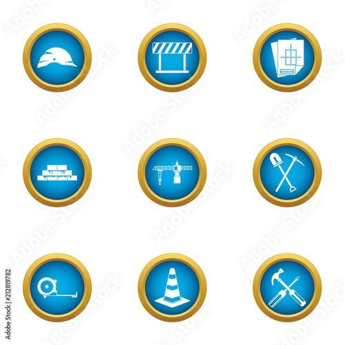 Construction safety icons set. Flat set of 9 construction safety vector icons for web isolated on white background