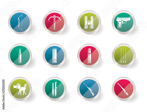 Hunting and arms Icons over colored background - Vector Icon Set