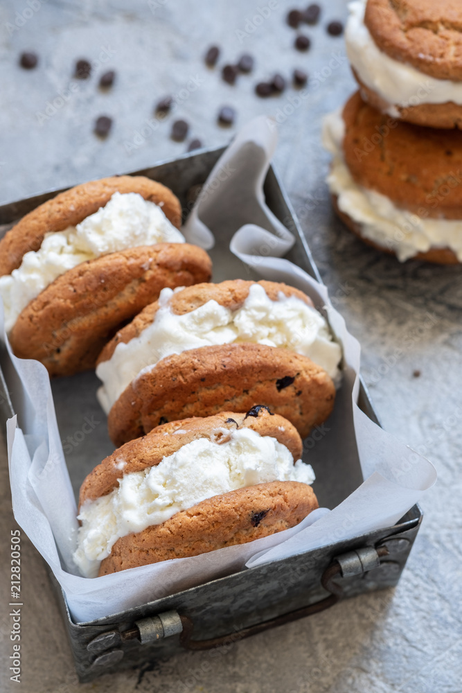 Chocolate Chip Ice Cream Cookie Sandwiches Chocolate Chip Ice Cream Cookie Sandwiches