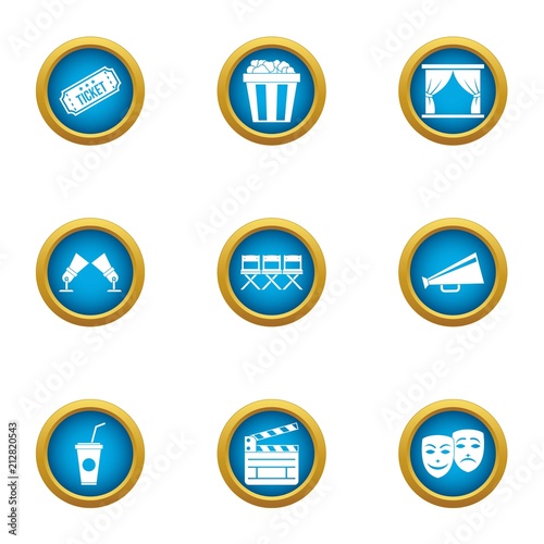 Cinematographer icons set. Flat set of 9 cinematographer vector icons for web isolated on white background