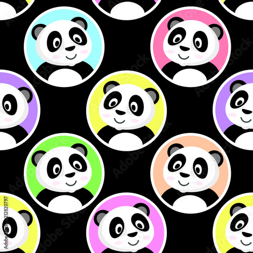 Fototapeta Naklejka Na Ścianę i Meble -  Cute Little Panda Seamless Pattern