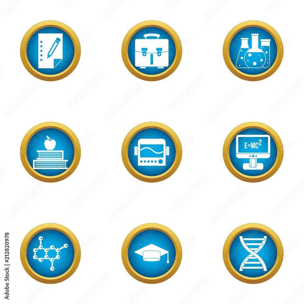 Scientific man icons set. Flat set of 9 scientific man vector icons for web isolated on white background