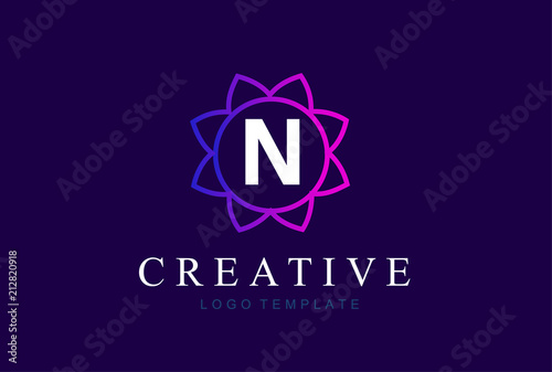 Monogram letter N  initials logo. Abstract elegant flower logo icon vector design.