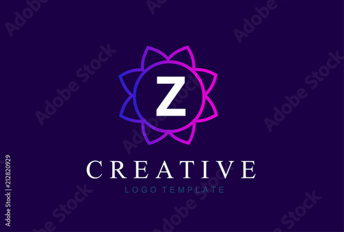 Monogram letter Z  initials logo. Abstract elegant flower logo icon vector design.