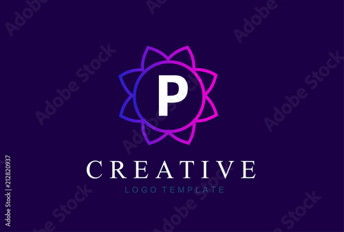 Monogram letter P initials logo. Abstract elegant flower logo icon vector design.