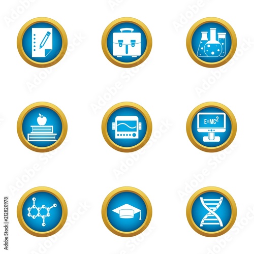 Scientific man icons set. Flat set of 9 scientific man vector icons for web isolated on white background