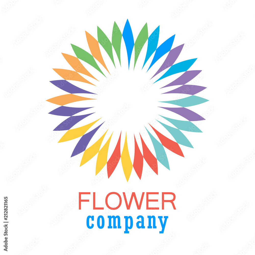 Obraz premium Colorful flower logo, symbol, vector illustration.
