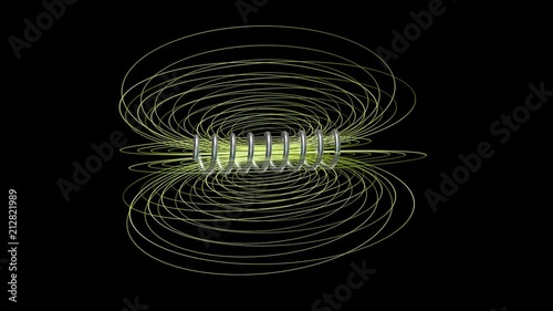 Solenoid field. Magnetic field lines. 3d animation. Seamless looping animation photo