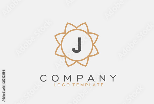 Monogram letter J  initials logo. Abstract elegant flower logo icon vector design.